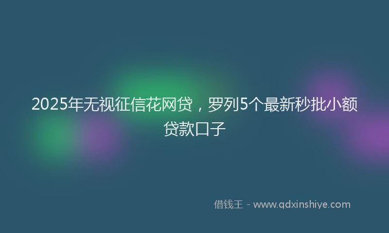 2025年无视征信花网贷，罗列5个最新秒批小额贷款口子
