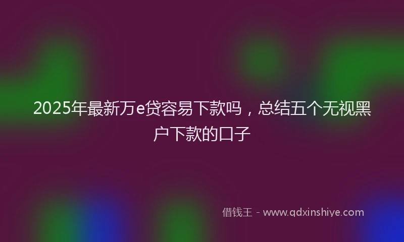 2025年最新万e贷容易下款吗，总结五个无视黑户下款的口子