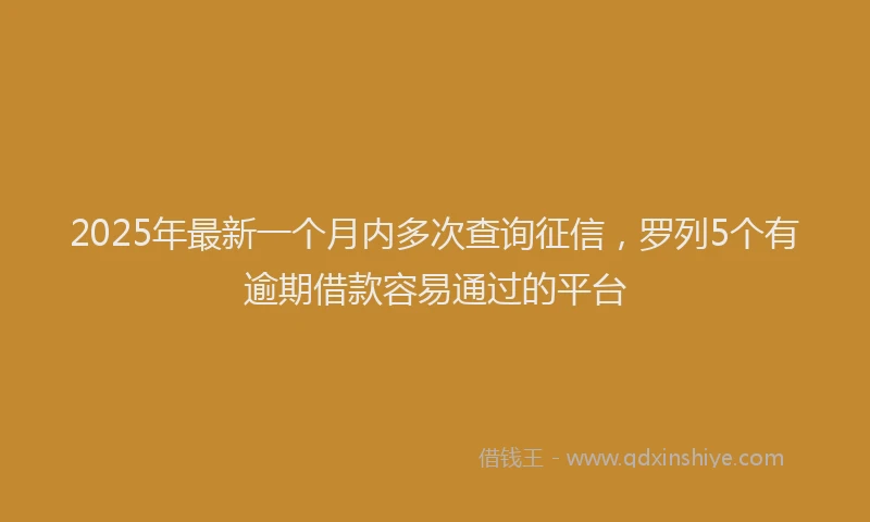 2025年最新一个月内多次查询征信，罗列5个有逾期借款容易通过的平台