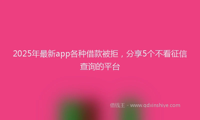 2025年最新app各种借款被拒，分享5个不看征信查询的平台