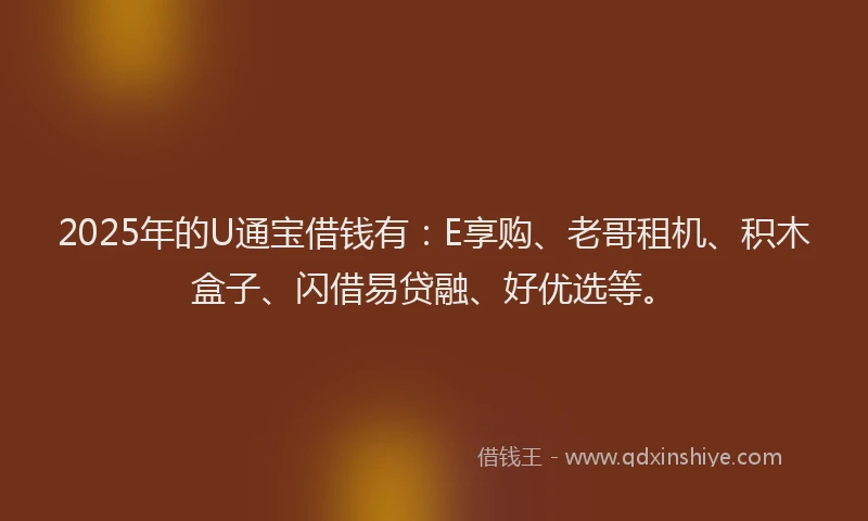 2025年的U通宝借钱有：E享购、老哥租机、积木盒子、闪借易贷融、好优选等。