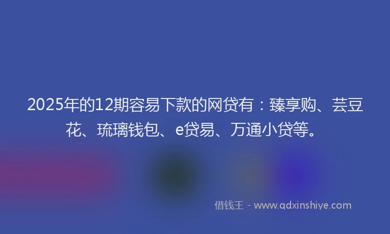 2025年的12期容易下款的网贷有：臻享购、芸豆花、琉璃钱包、e贷易、万通小贷等。