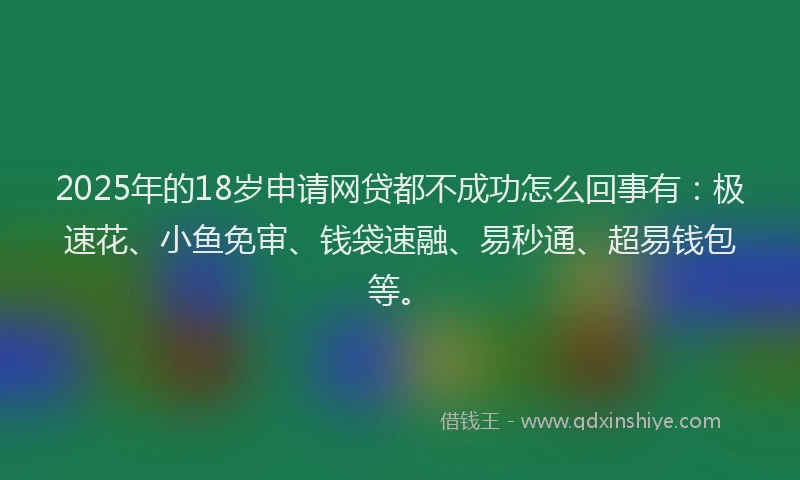 2025年的18岁申请网贷都不成功怎么回事有：极速花、小鱼免审、钱袋速融、易秒通、超易钱包等。