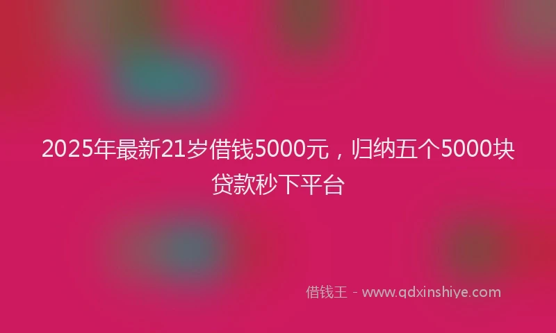 2025年最新21岁借钱5000元，归纳五个5000块贷款秒下平台
