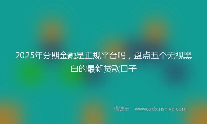 2025年分期金融是正规平台吗，盘点五个无视黑白的最新贷款口子