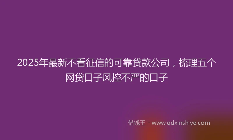 2025年最新不看征信的可靠贷款公司，梳理五个网贷口子风控不严的口子