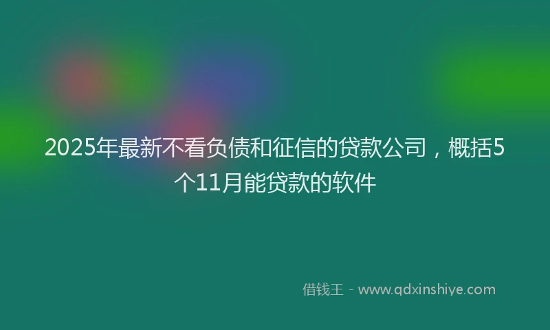 2025年最新不看负债和征信的贷款公司，概括5个11月能贷款的软件