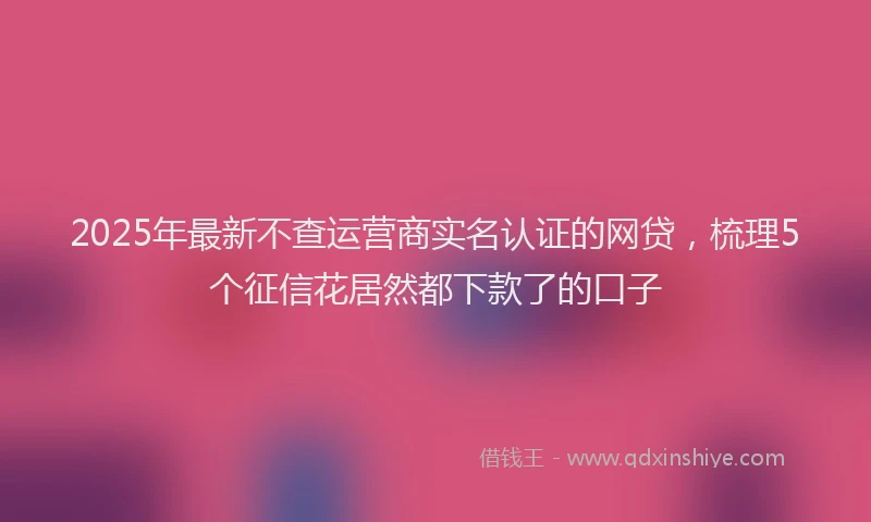 2025年最新不查运营商实名认证的网贷，梳理5个征信花居然都下款了的口子