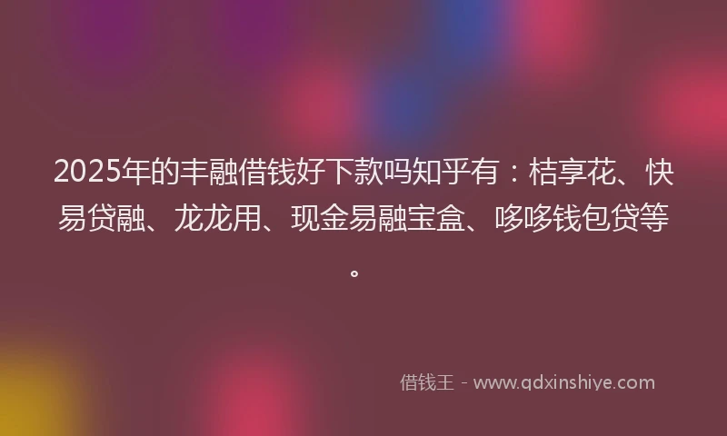 2025年的丰融借钱好下款吗知乎有：桔享花、快易贷融、龙龙用、现金易融宝盒、哆哆钱包贷等。