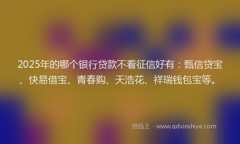 2025年的哪个银行贷款不看征信好有：甄信贷宝、快易借宝、青春购、天浩花、祥瑞钱包宝等。