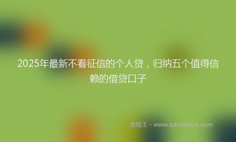 2025年最新不看征信的个人贷，归纳五个值得信赖的借贷口子