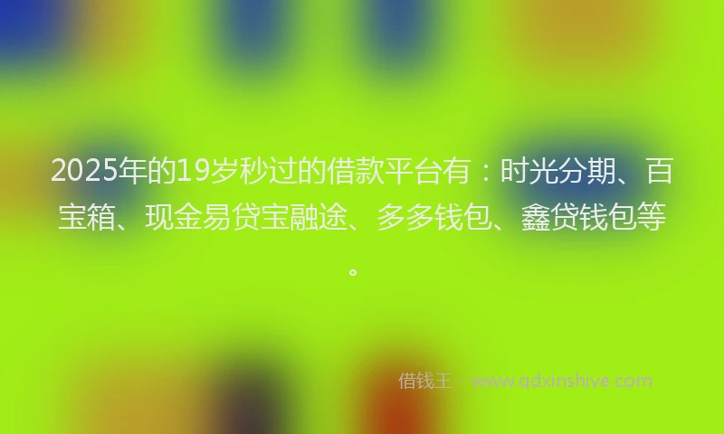 2025年的19岁秒过的借款平台有：时光分期、百宝箱、现金易贷宝融途、多多钱包、鑫贷钱包等。