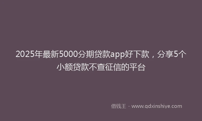 2025年最新5000分期贷款app好下款，分享5个小额贷款不查征信的平台