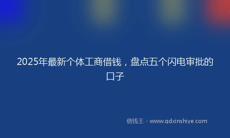 2025年最新个体工商借钱，盘点五个闪电审批的口子