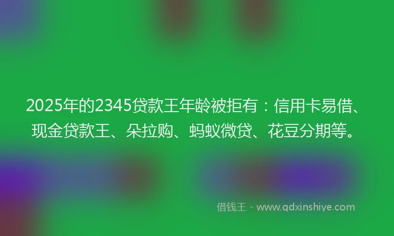 2025年的2345贷款王年龄被拒有：信用卡易借、现金贷款王、朵拉购、蚂蚁微贷、花豆分期等。