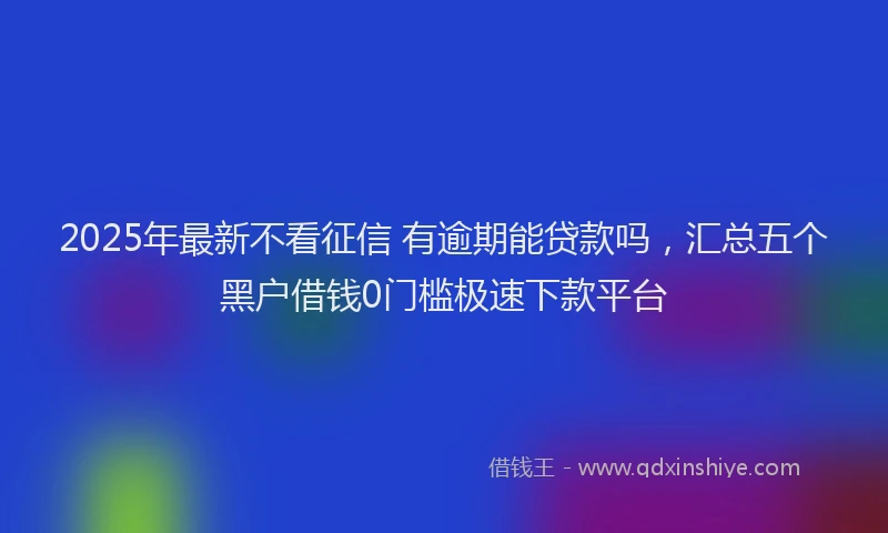 2025年最新不看征信 有逾期能贷款吗，汇总五个黑户借钱0门槛极速下款平台