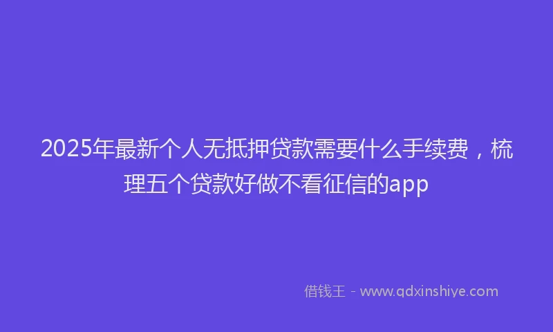 2025年最新个人无抵押贷款需要什么手续费，梳理五个贷款好做不看征信的app