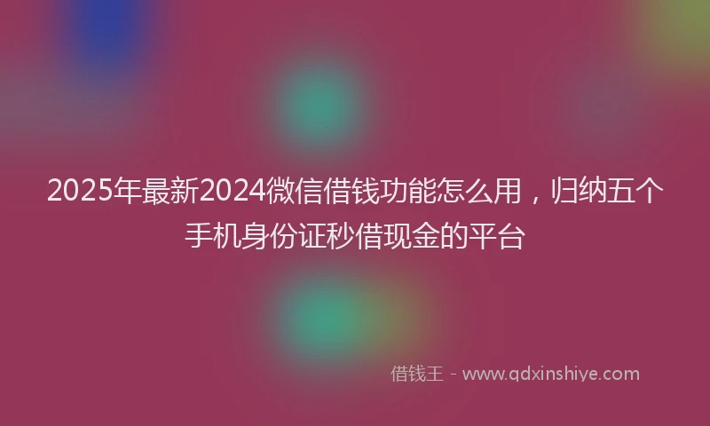 2025年最新2024微信借钱功能怎么用，归纳五个手机身份证秒借现金的平台
