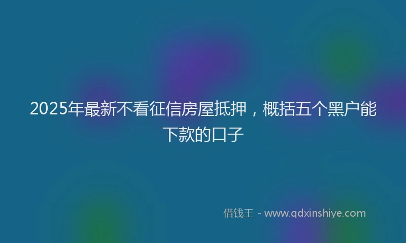 2025年最新不看征信房屋抵押，概括五个黑户能下款的口子
