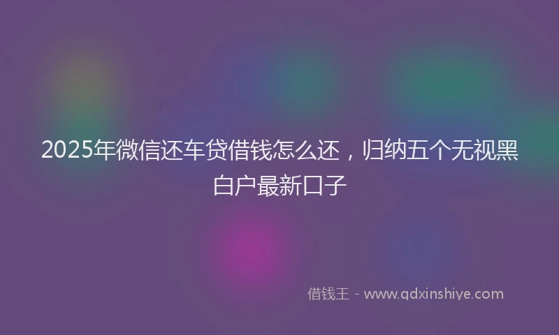 2025年微信还车贷借钱怎么还，归纳五个无视黑白户最新口子