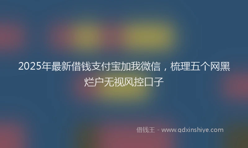 2025年最新借钱支付宝加我微信，梳理五个网黑烂户无视风控口子