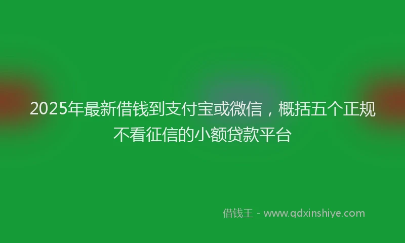 2025年最新借钱到支付宝或微信，概括五个正规不看征信的小额贷款平台