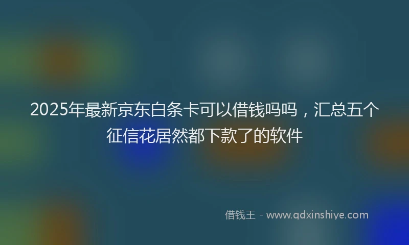 2025年最新京东白条卡可以借钱吗吗，汇总五个征信花居然都下款了的软件