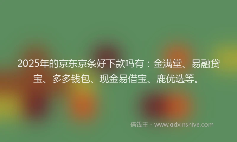 2025年的京东京条好下款吗有：金满堂、易融贷宝、多多钱包、现金易借宝、鹿优选等。