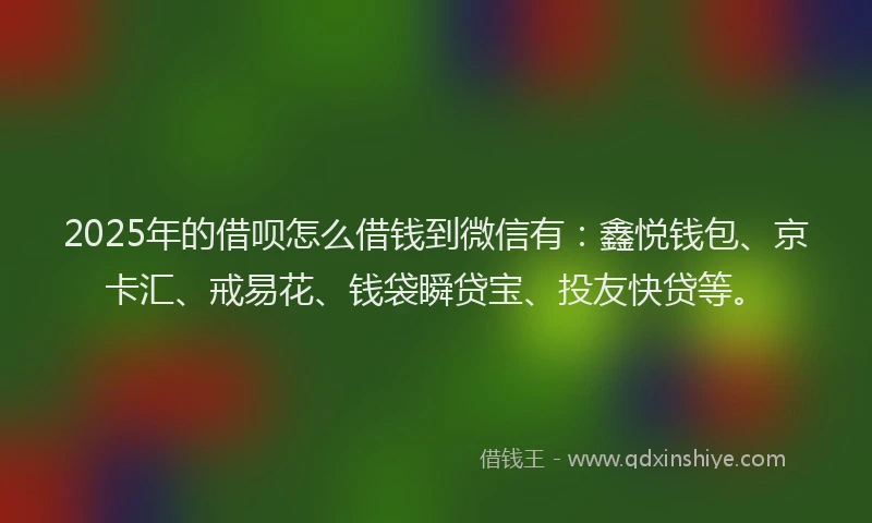 2025年的借呗怎么借钱到微信有：鑫悦钱包、京卡汇、戒易花、钱袋瞬贷宝、投友快贷等。