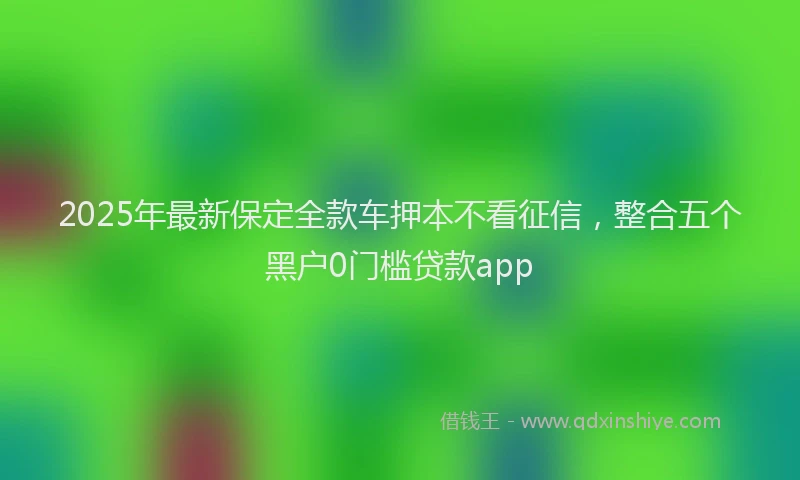 2025年最新保定全款车押本不看征信，整合五个黑户0门槛贷款app