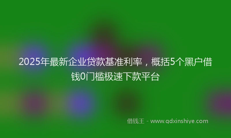 2025年最新企业贷款基准利率，概括5个黑户借钱0门槛极速下款平台