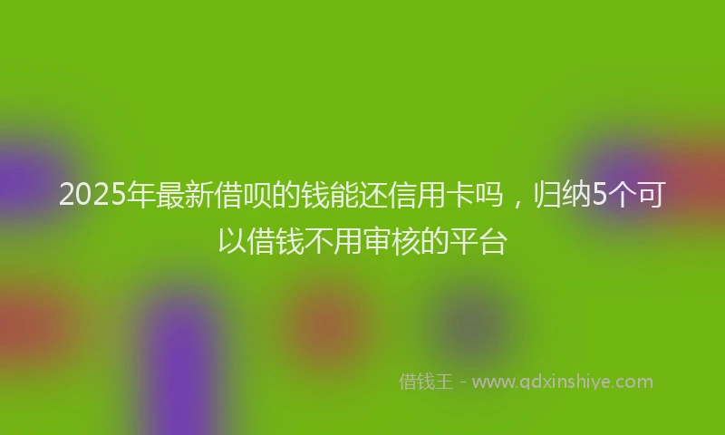 2025年最新借呗的钱能还信用卡吗，归纳5个可以借钱不用审核的平台