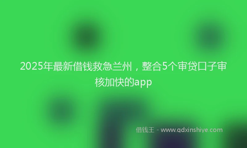 2025年最新借钱救急兰州，整合5个审贷口子审核加快的app