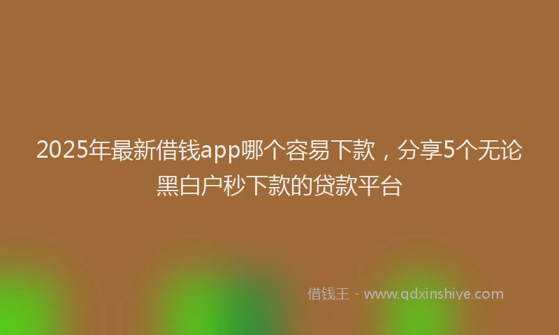 2025年最新借钱app哪个容易下款，分享5个无论黑白户秒下款的贷款平台