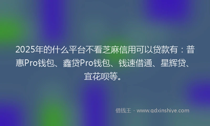 2025年的什么平台不看芝麻信用可以贷款有：普惠Pro钱包、鑫贷Pro钱包、钱速借通、星辉贷、宜花呗等。