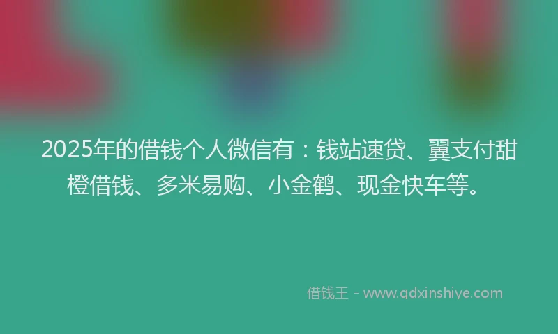 2025年的借钱个人微信有：钱站速贷、翼支付甜橙借钱、多米易购、小金鹤、现金快车等。