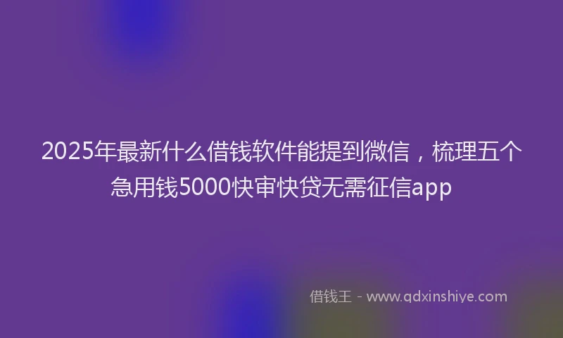 2025年最新什么借钱软件能提到微信，梳理五个急用钱5000快审快贷无需征信app