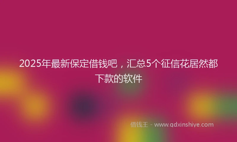 2025年最新保定借钱吧，汇总5个征信花居然都下款的软件