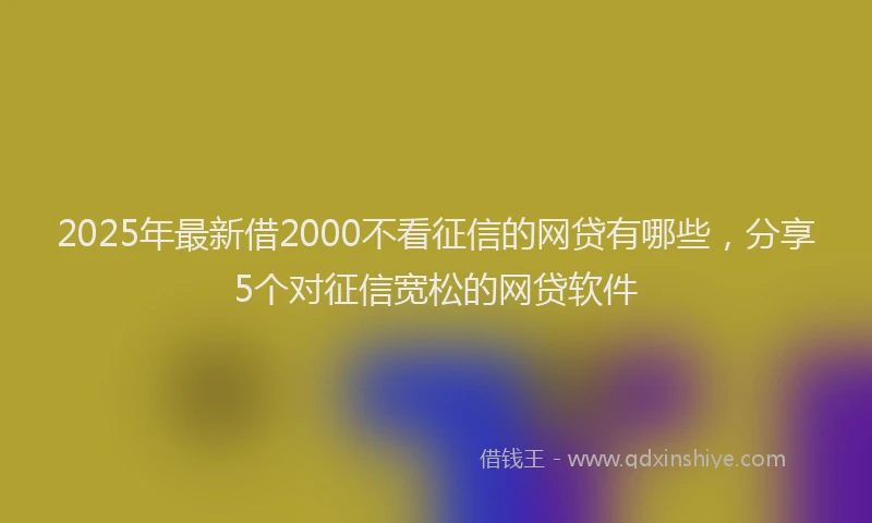 2025年最新借2000不看征信的网贷有哪些，分享5个对征信宽松的网贷软件