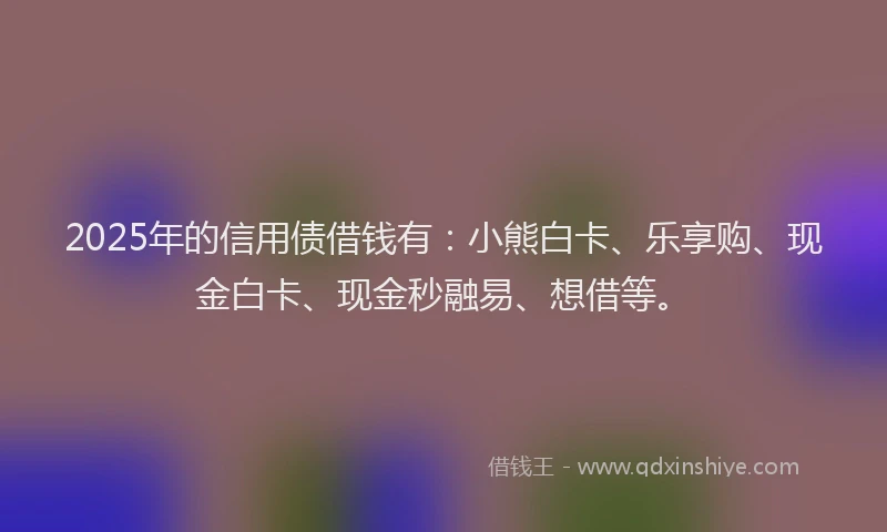 2025年的信用债借钱有：小熊白卡、乐享购、现金白卡、现金秒融易、想借等。