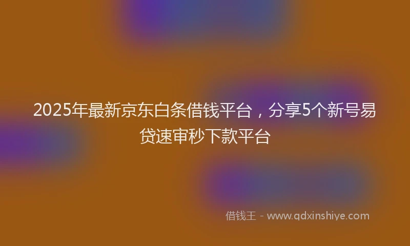 2025年最新京东白条借钱平台，分享5个新号易贷速审秒下款平台