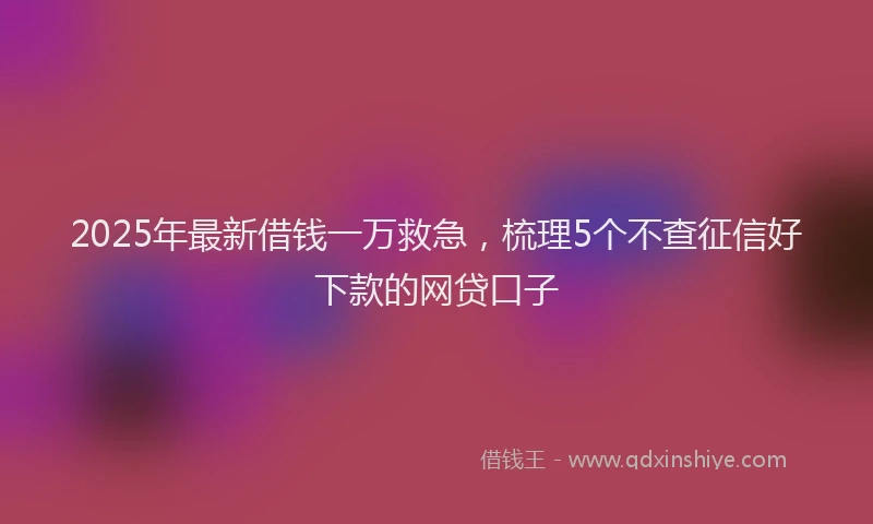 2025年最新借钱一万救急，梳理5个不查征信好下款的网贷口子