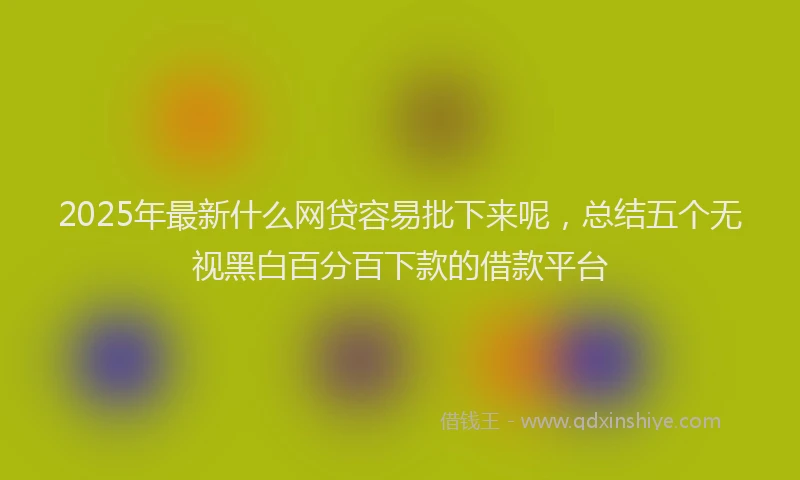 2025年最新什么网贷容易批下来呢，总结五个无视黑白百分百下款的借款平台