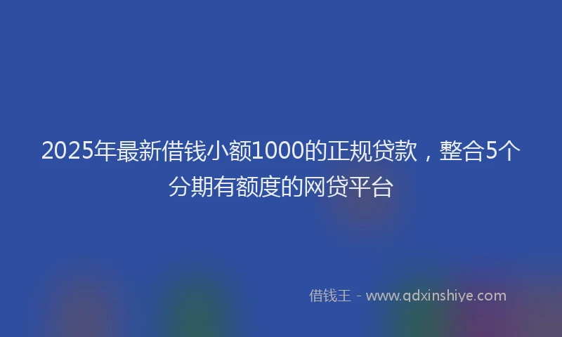 2025年最新借钱小额1000的正规贷款，整合5个分期有额度的网贷平台