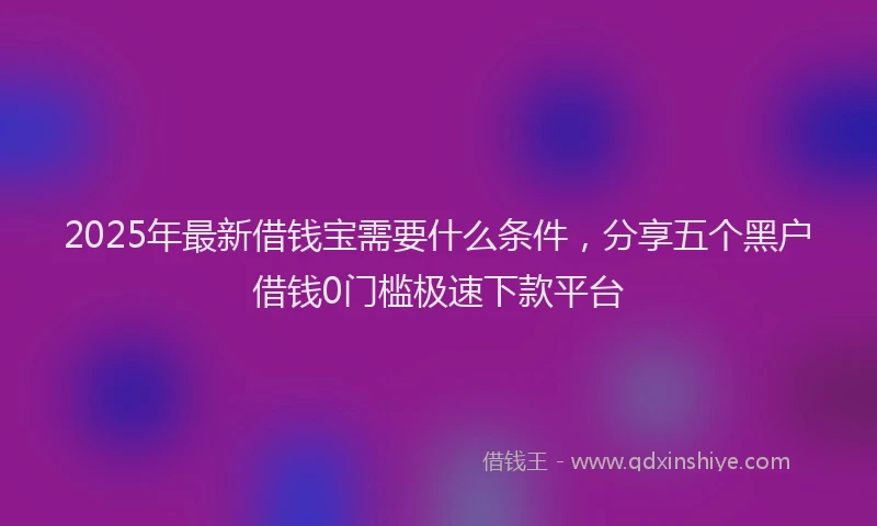 2025年最新借钱宝需要什么条件，分享五个黑户借钱0门槛极速下款平台