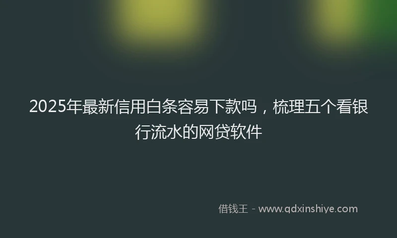 2025年最新信用白条容易下款吗，梳理五个看银行流水的网贷软件