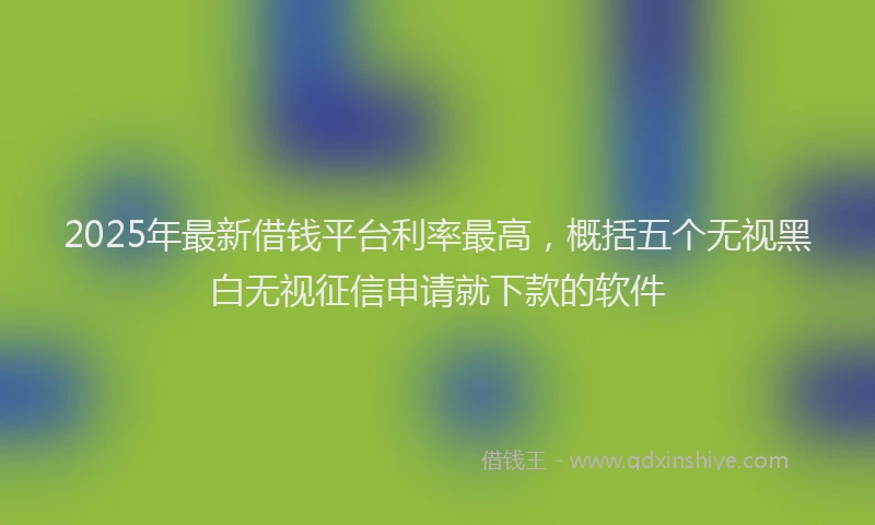 2025年最新借钱平台利率最高，概括五个无视黑白无视征信申请就下款的软件