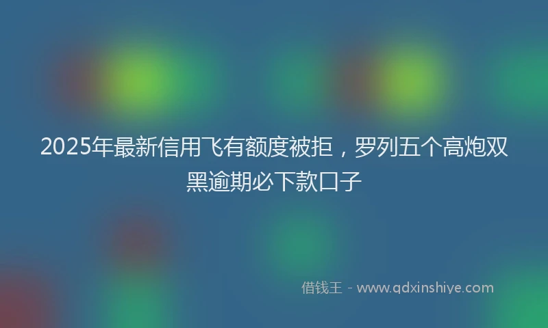 2025年最新信用飞有额度被拒，罗列五个高炮双黑逾期必下款口子