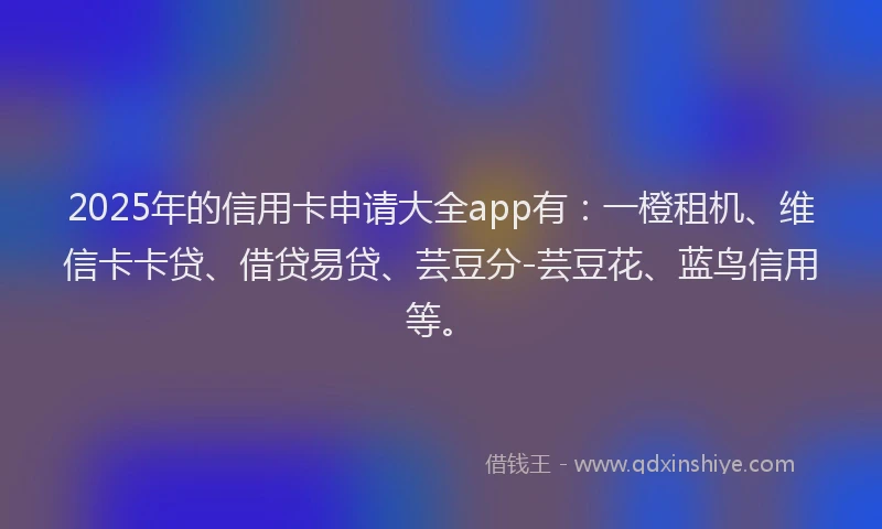 2025年的信用卡申请大全app有：一橙租机、维信卡卡贷、借贷易贷、芸豆分-芸豆花、蓝鸟信用等。