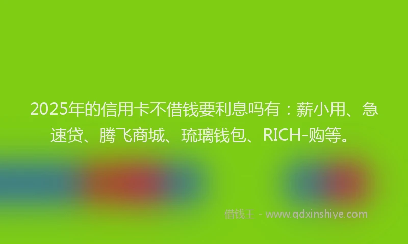2025年的信用卡不借钱要利息吗有：薪小用、急速贷、腾飞商城、琉璃钱包、RICH-购等。
